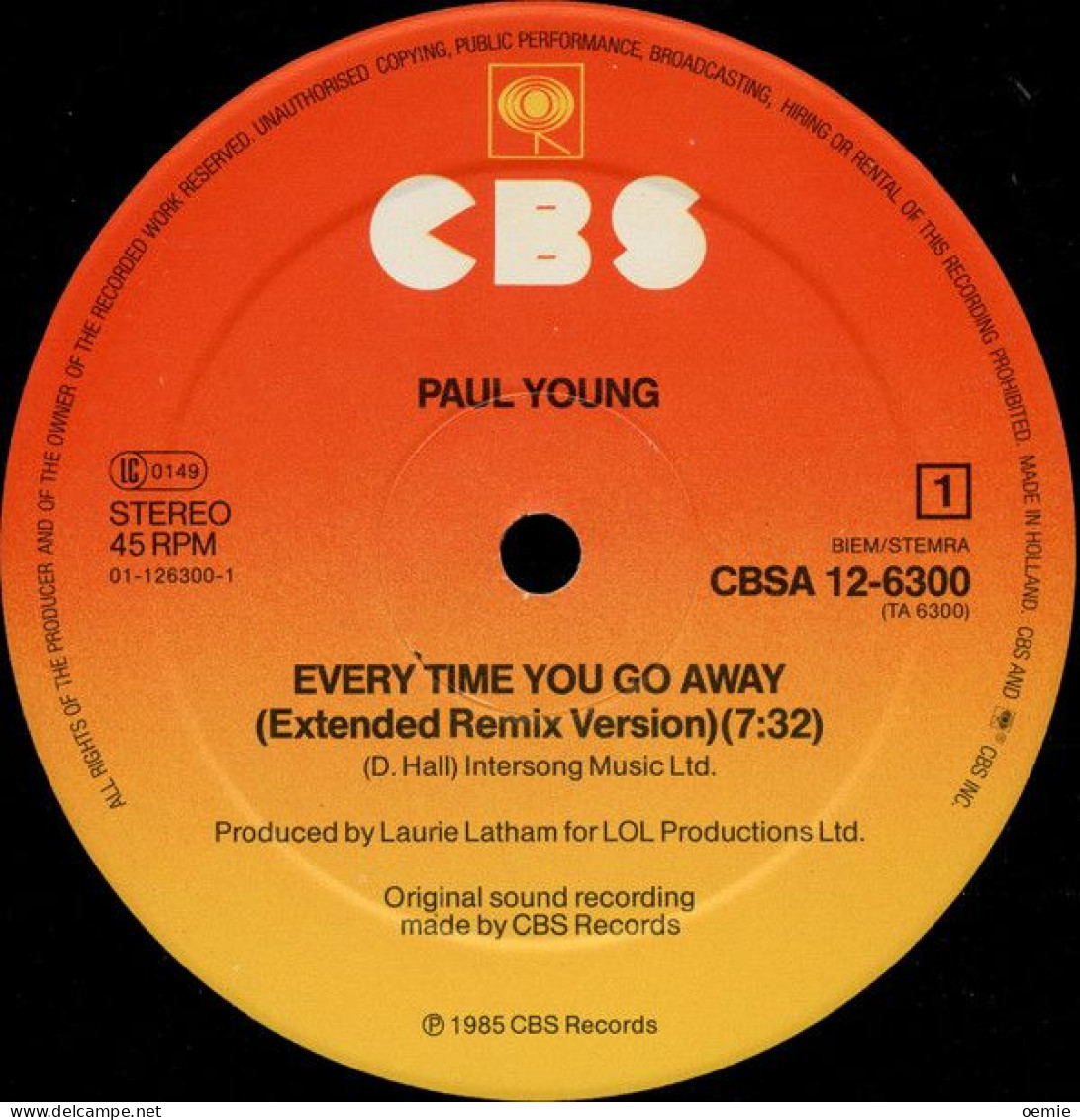 PAUL YOUNG EVERY YOU GO AWAY - 45 Rpm - Maxi-Singles
