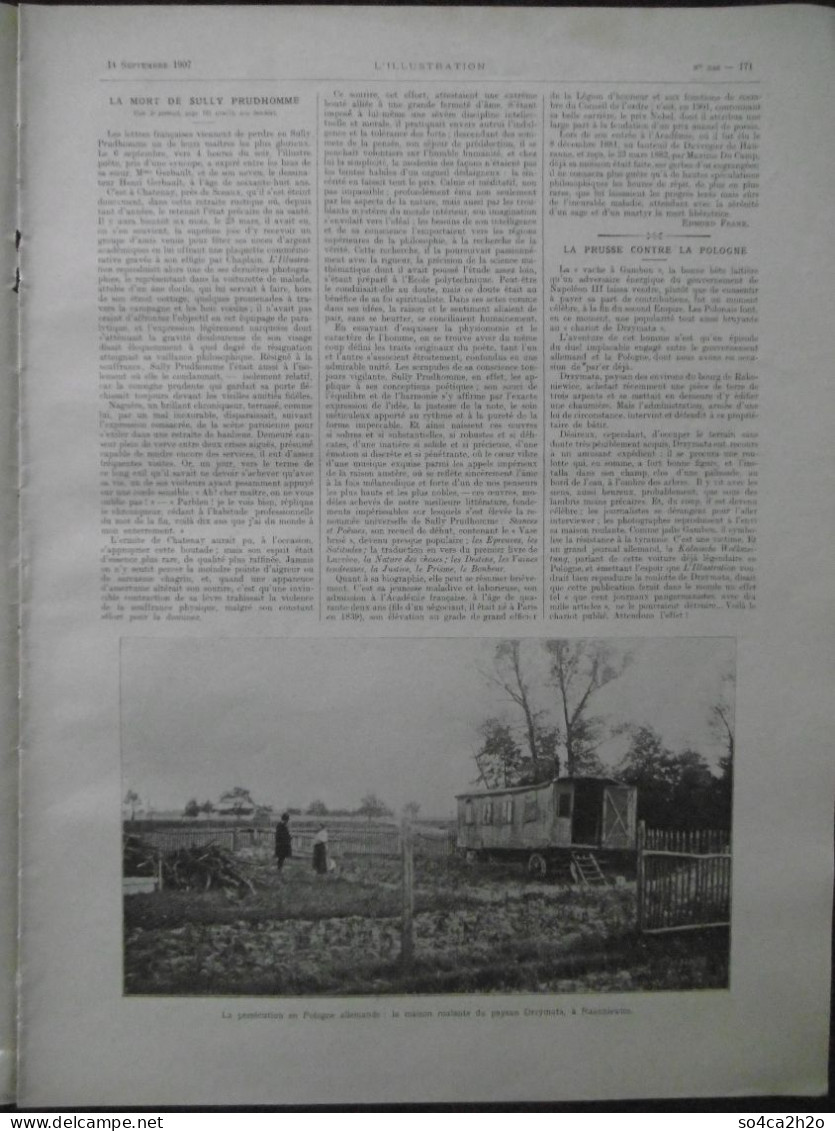 L'ILLUSTRATION N°3368 14/09/1907 La Mort De Sully Prudhomme Une Caravane Au Mont Blanc Un Nouveau Roi En Annam - Other & Unclassified