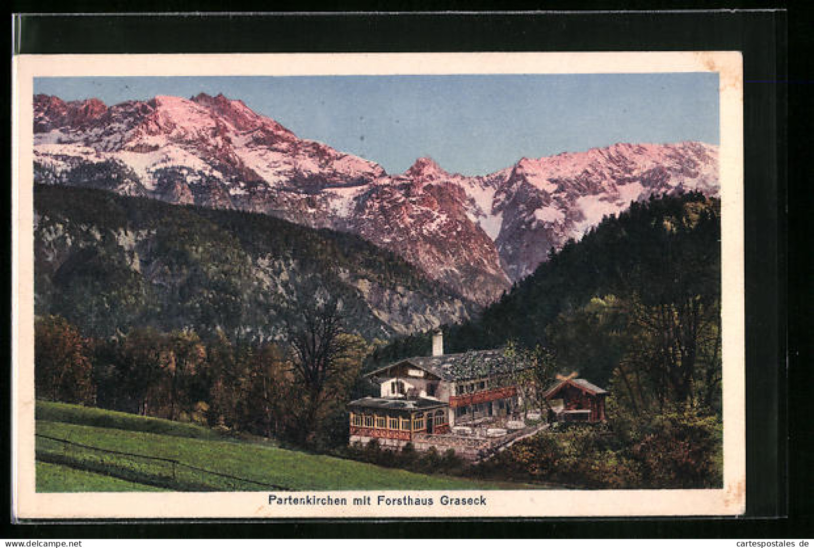 AK Partenkirchen, Forsthaus Graseck Bei Alpenglühen  - Hunting