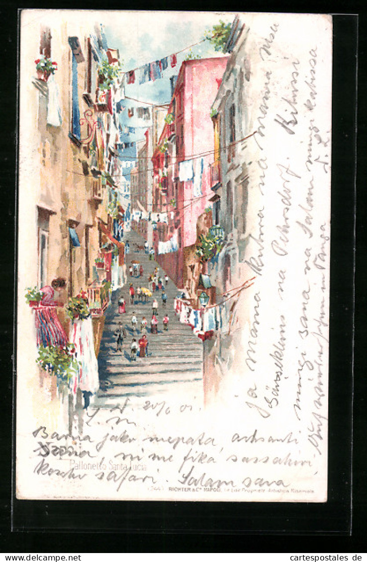 Artista-Cartolina Napoli, Pallonetto Santa Lucia, Wäsche Hängt Zwischen Den Häusern  - Napoli (Naples)