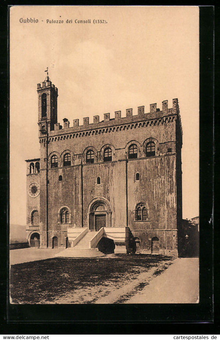 Cartolina Gubbio, Palazzo Dei Consoli, Facade  - Other & Unclassified