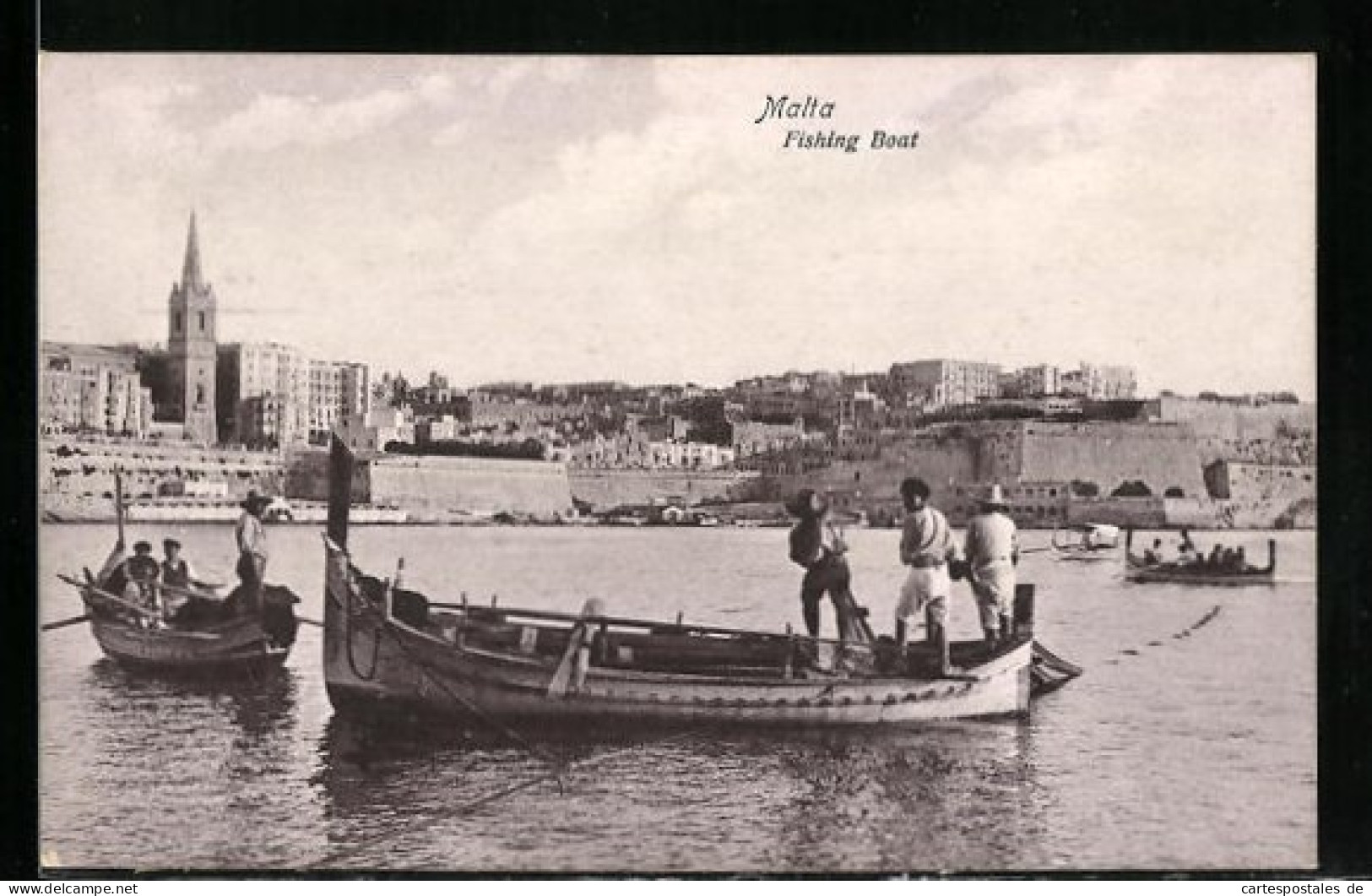AK Malta, Fishing Boat, Church, Panorama  - Malta
