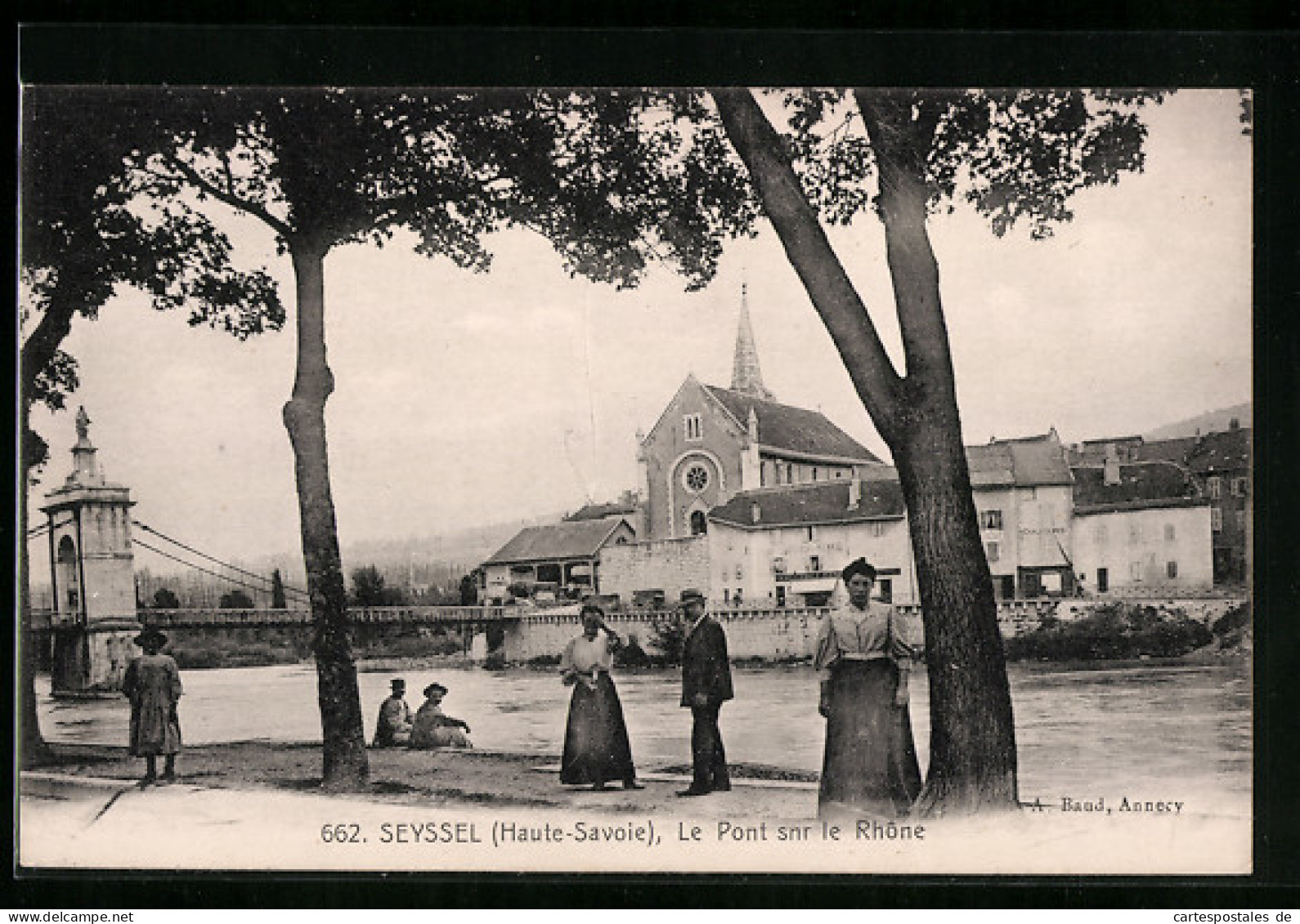 CPA Seyssel, Le Pont Snr Le Rhone, L`Eglise  - Seyssel