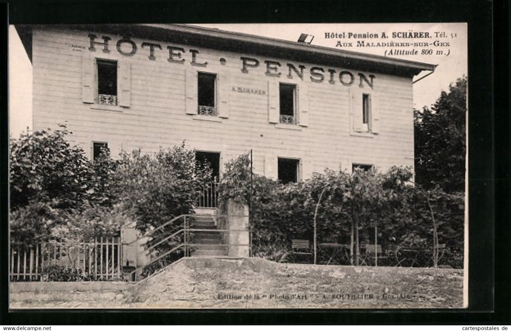 CPA Aux Maladieres-sur-Gex, Hotel Pension A. Schärer  - Gex