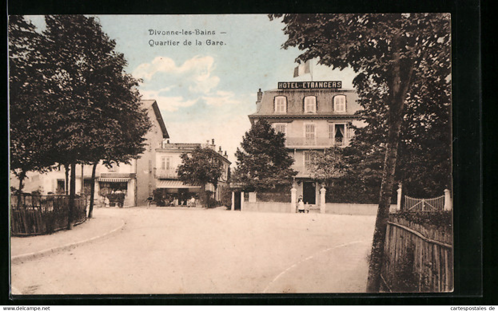 CPA Divonne-les-Bains, Quartier De La Gare, Hotel Des Etrangers  - Divonne Les Bains