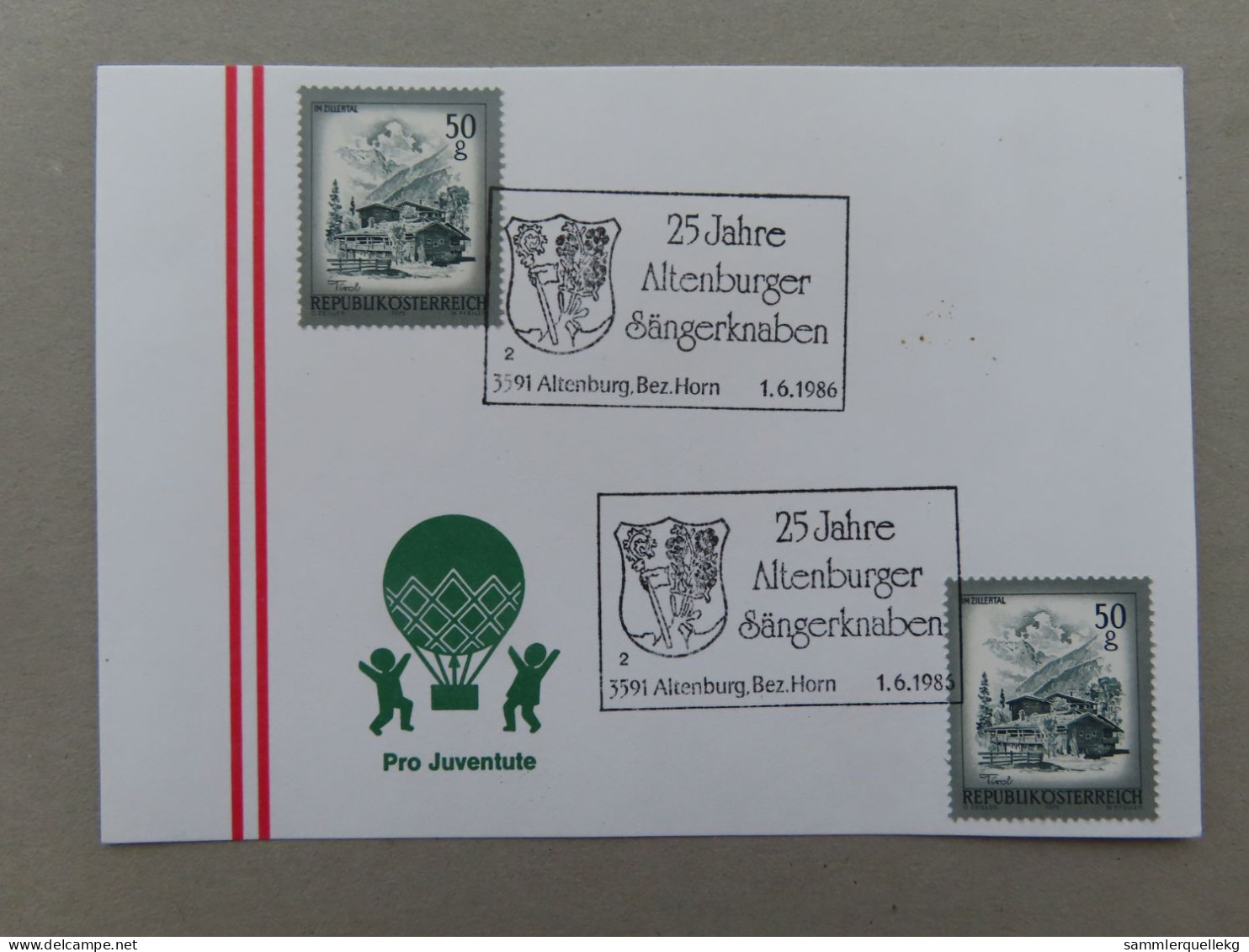 Österreich Pro Juventute - Mit Sonderstempel 1. 6. 1986 Altenburg, 25 Jahre Altenburger Sängerknaben (Nr.1368) - Other & Unclassified