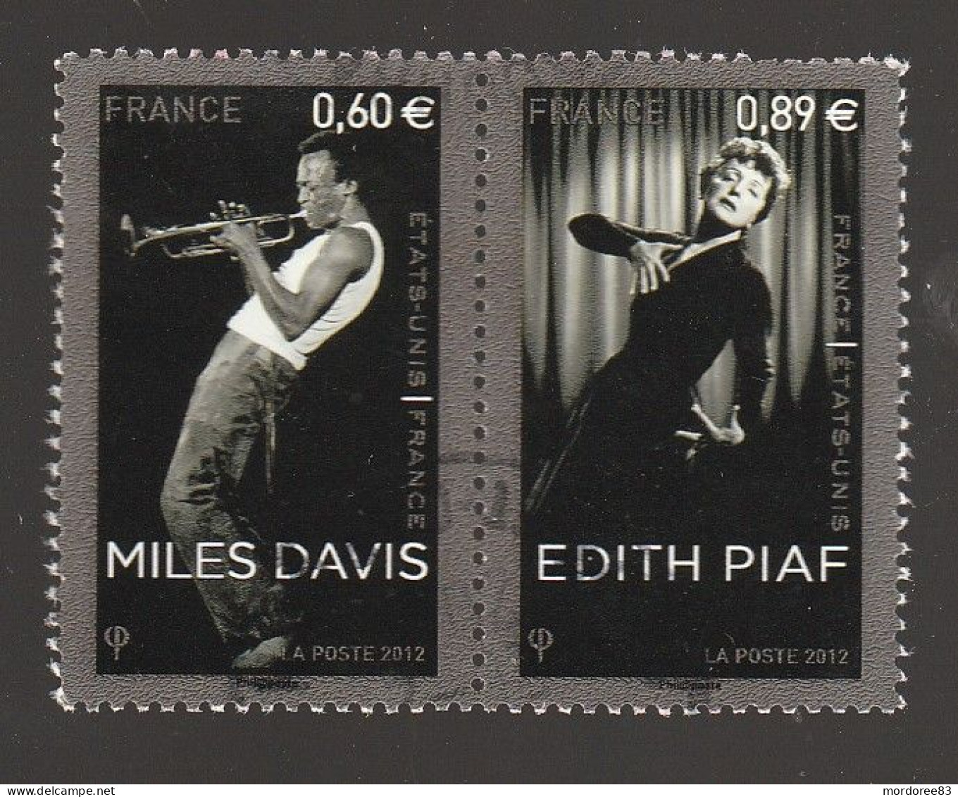 FRANCE 2012 PAIRE EDITH PIAF MILES DAVIS YT P 4671 OBLITERE (note) - Used Stamps