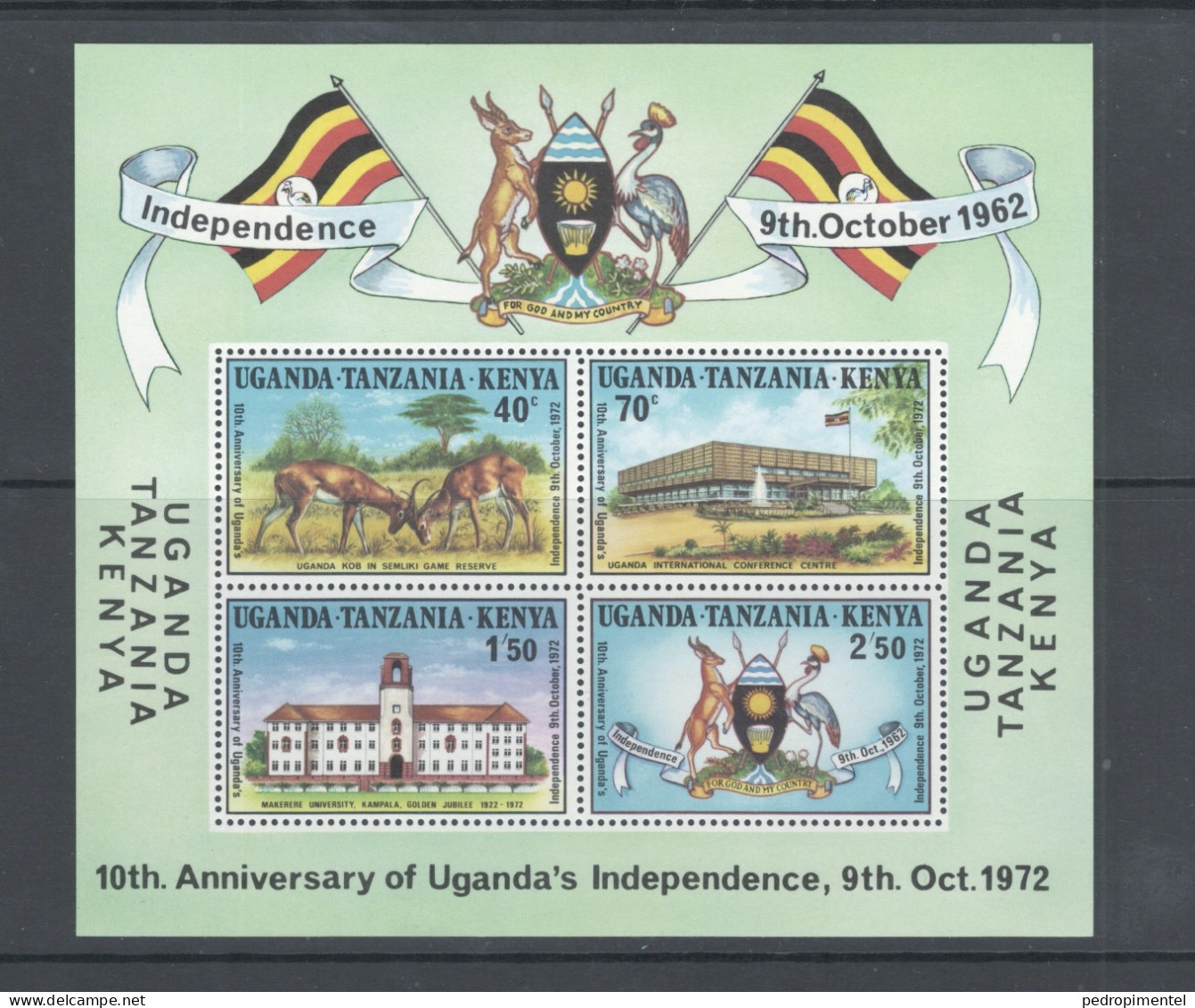 Uganda Tanzania Kenya 1972 "Independence" Condition MNH (minisheet) - Uganda (1962-...)