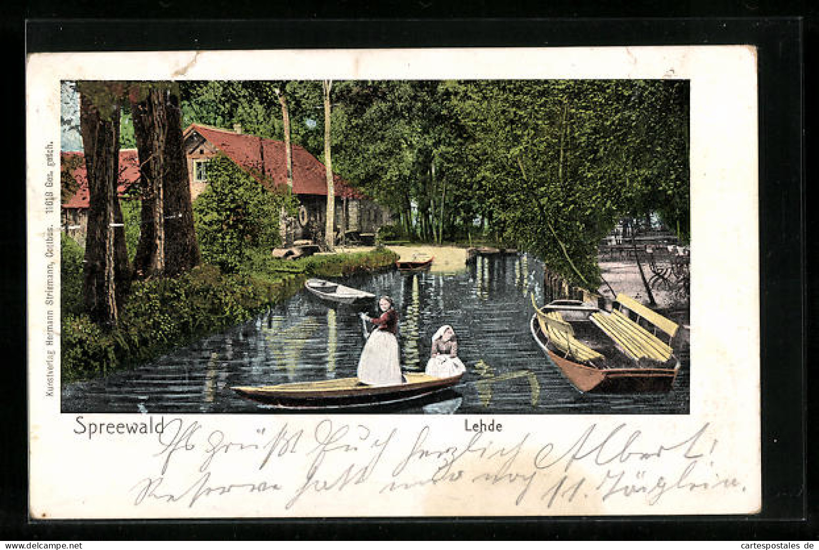 AK Lehde Im Spreewald, Damen In Trachten Auf Einem Kleinen Ruderboot  - Sonstige & Ohne Zuordnung