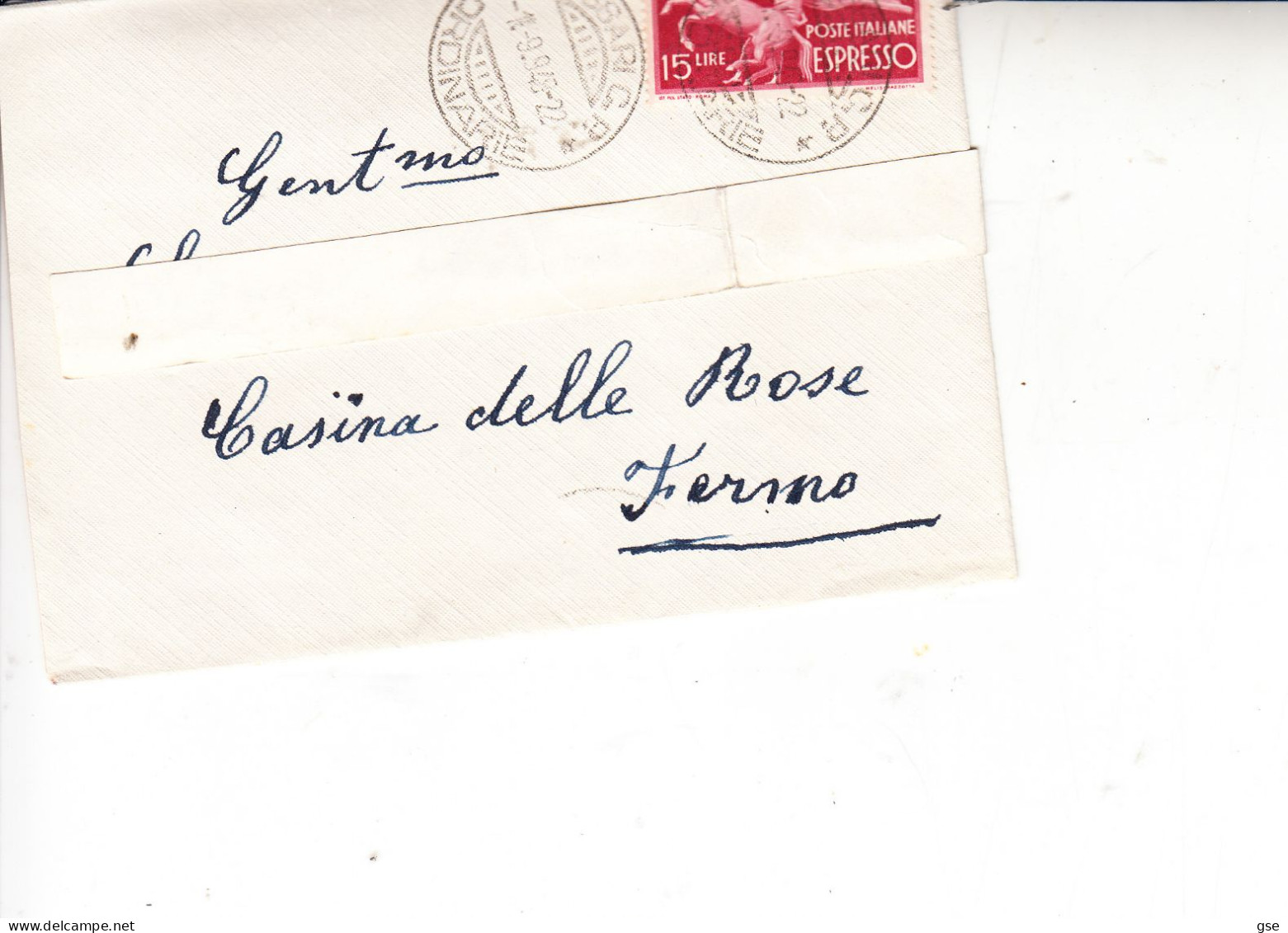 ITALIA 1949 - Espresso Da Sassari A Fermo - 1946-60: Storia Postale