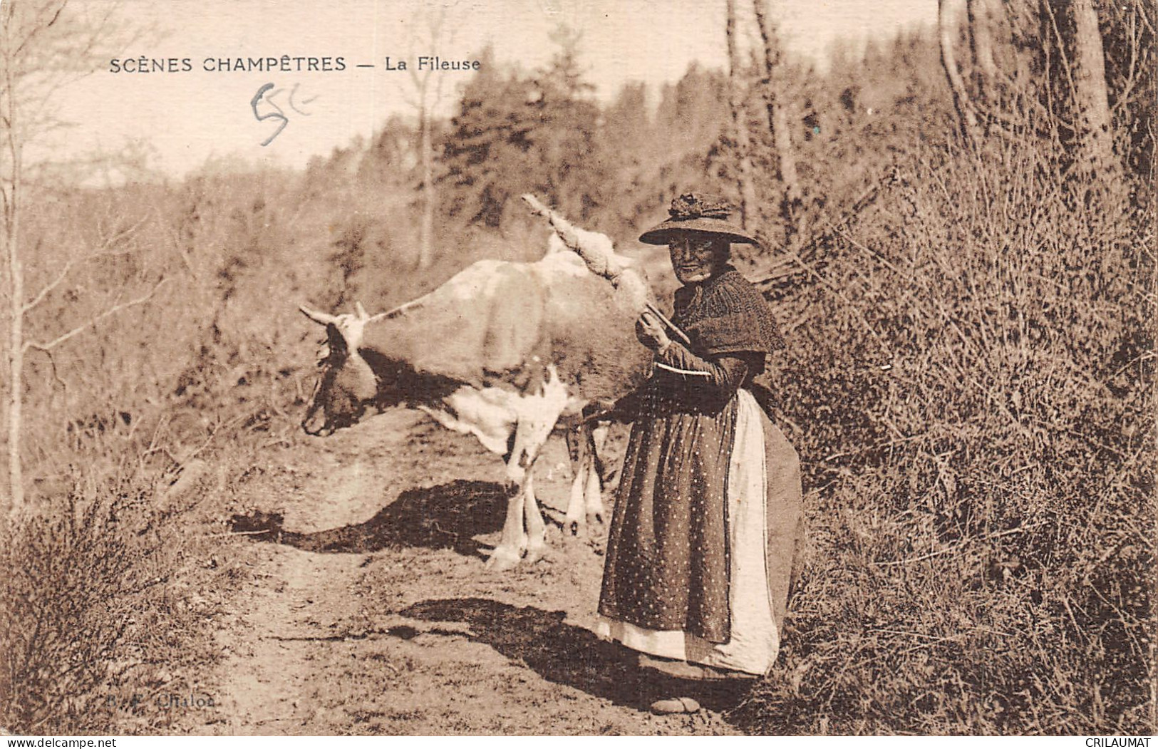 FO-FOLKLORE SCENES CHAMPETRES LA FILEUSE-N°LP5121-A/0203 - Other & Unclassified