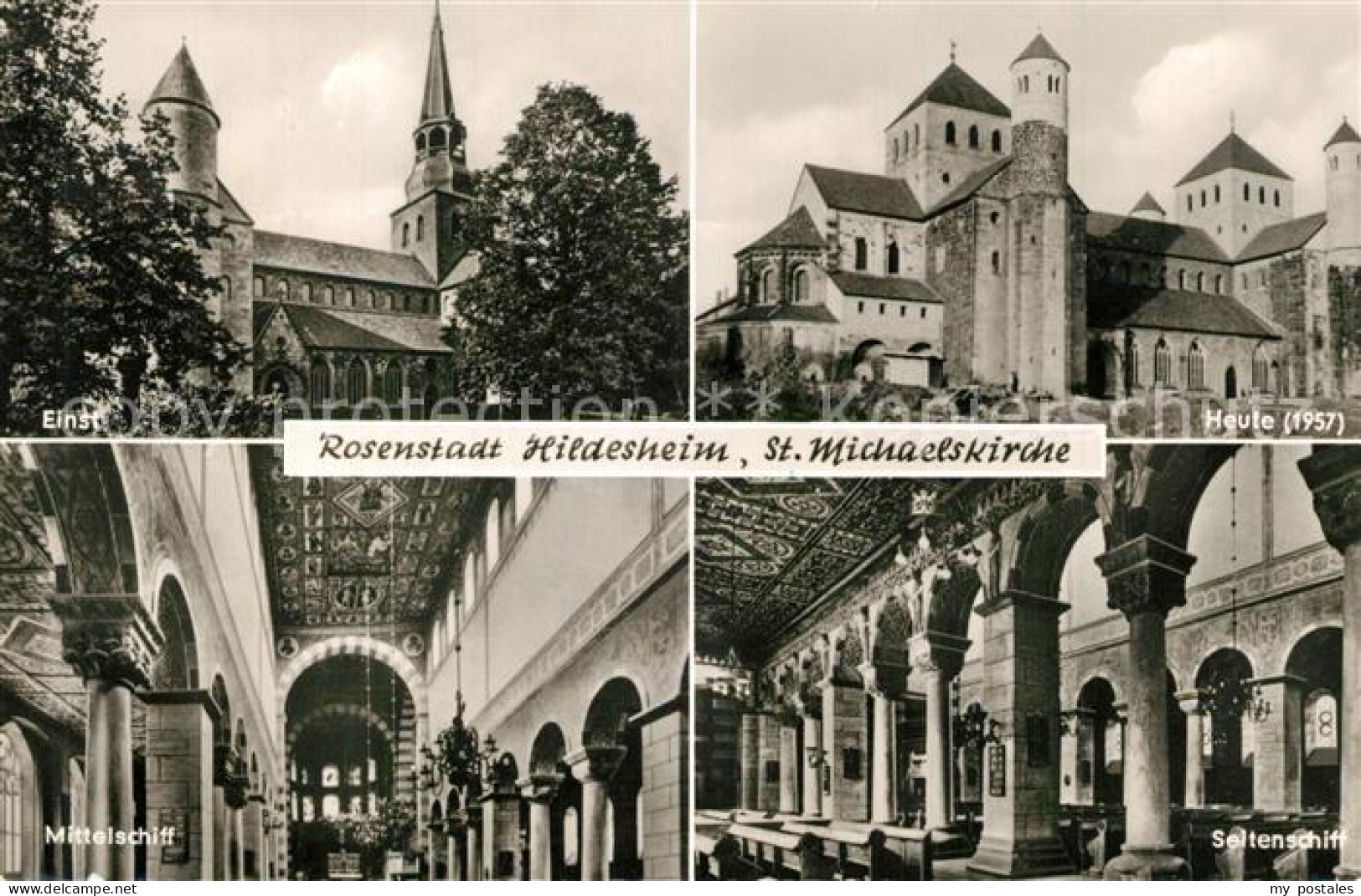 73317305 Hildesheim St Michaelskirche Einst Und Heute Mittelschiff Seitenschiff  - Hildesheim