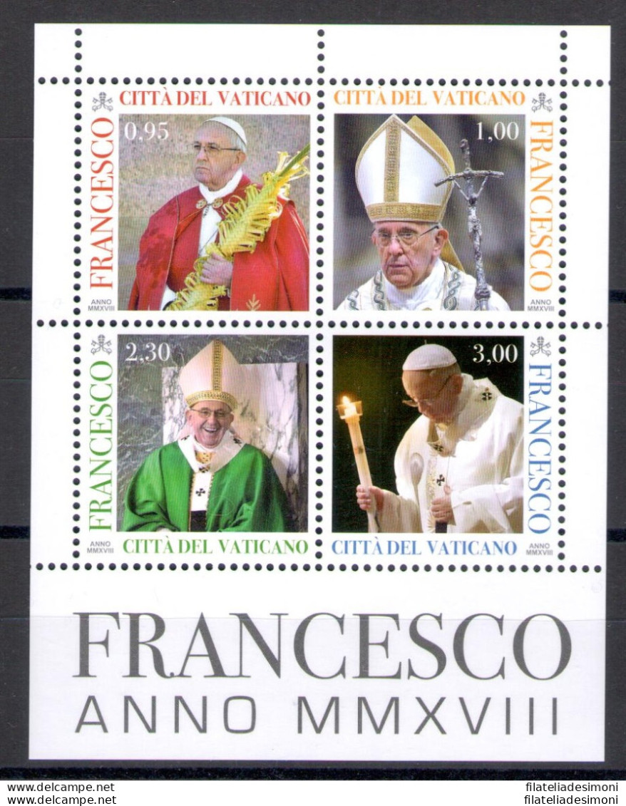 2018 Vaticano Foglietto Papa Francesco Anno MMXVIII , Nuovo E Perfetto - MNH ** - Blocs & Feuillets