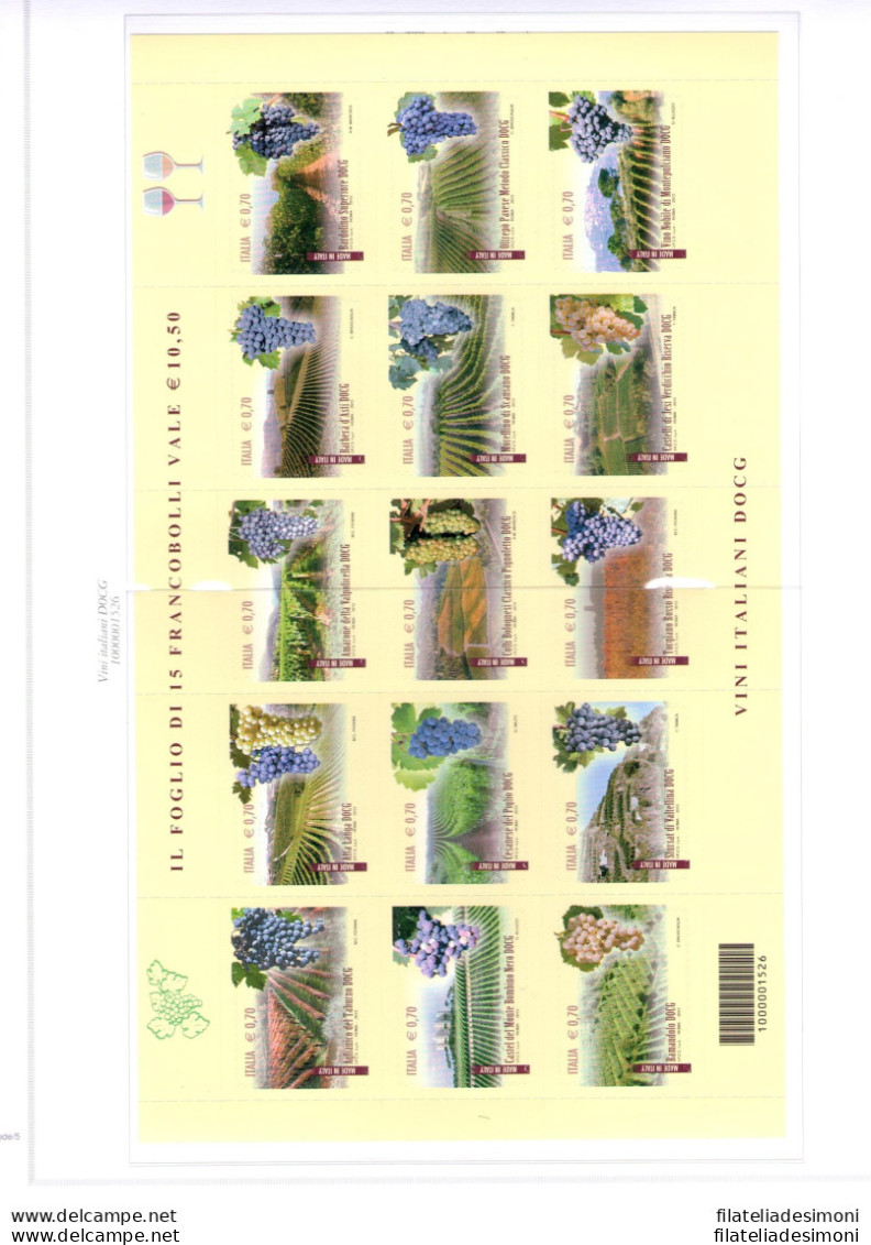 2013 Repubblica Italiana "Codici A Barre" Annata Completa 60 Valori + 1 Foglietti (Vini) Su 14 Fogli Marini - Códigos De Barras