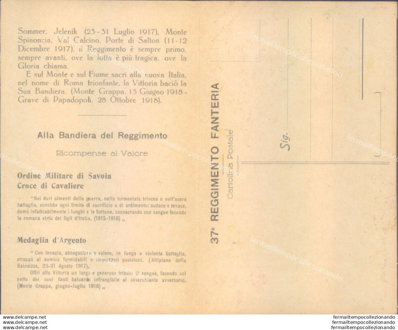 Af343 Cartolina Militare 37 Reggimento Fanteria Doppia - Regimente