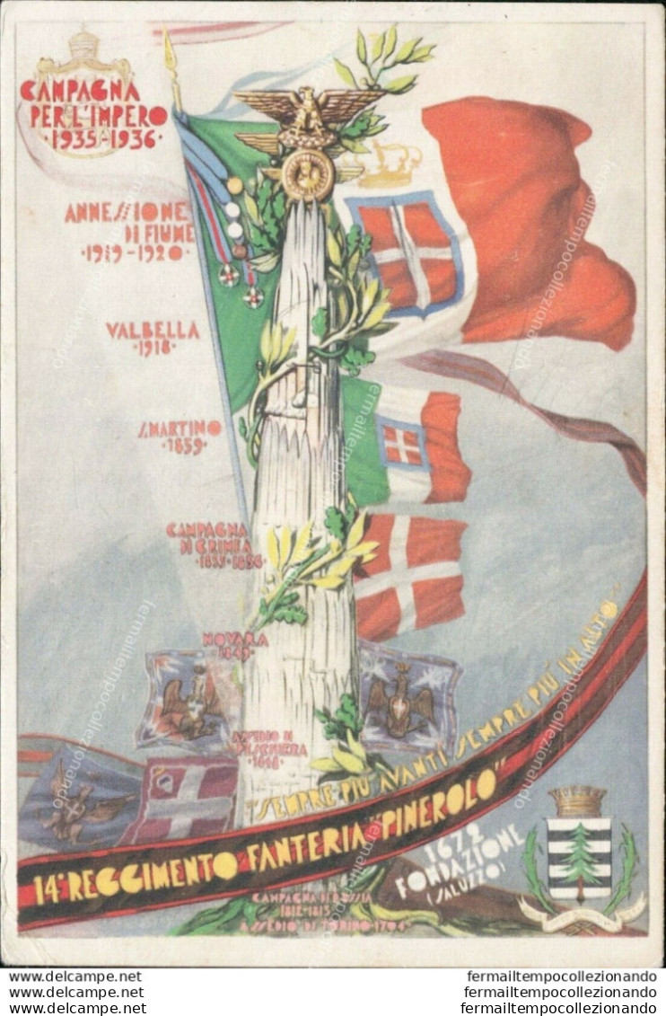 An254 Cartolina Militare 14 Reggimento Fanteria Pinerolo 1939 - Regimenten