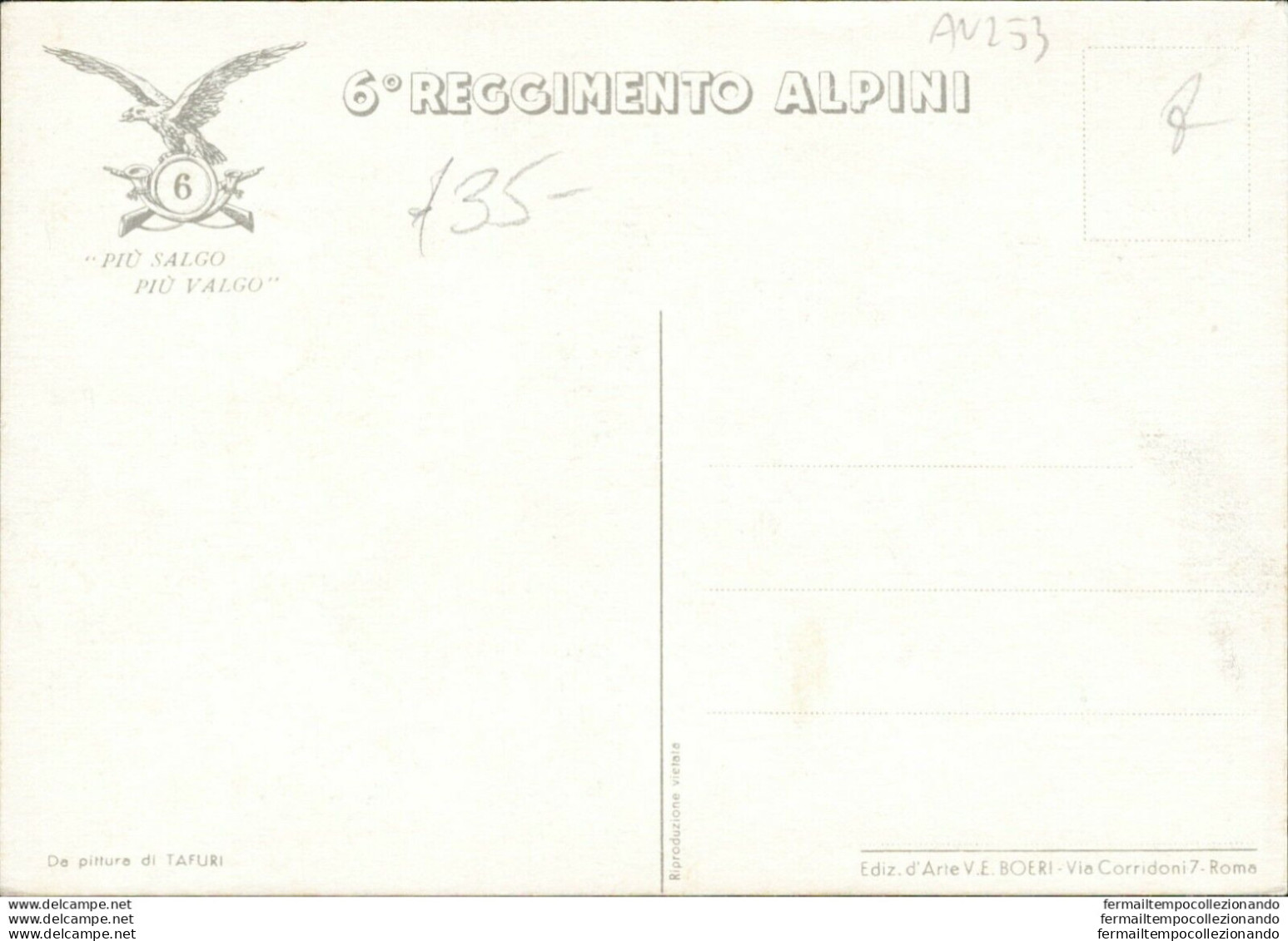 An253 Cartolina Militare 6 Reggimento Alpini - Regimenten