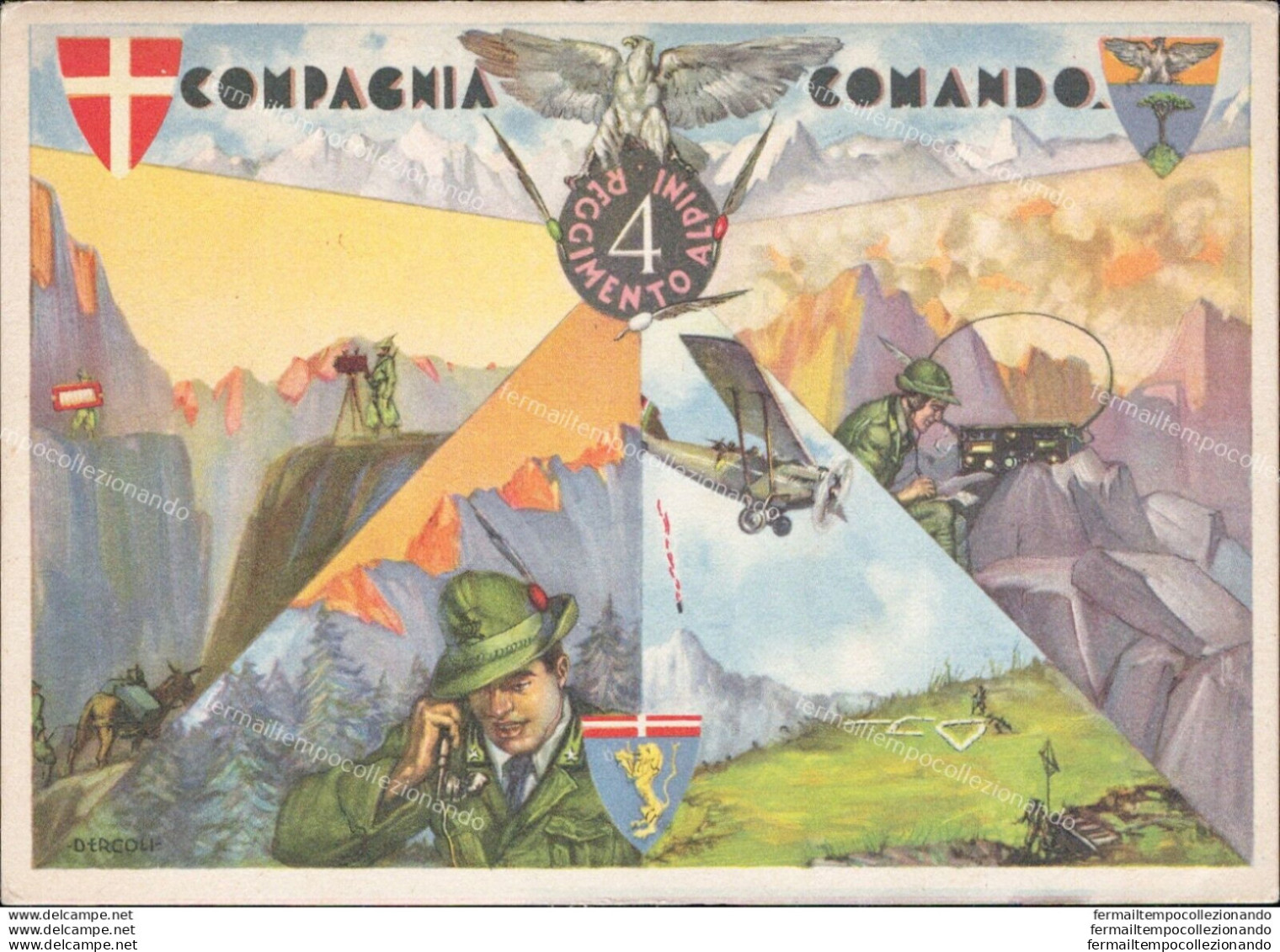 An36 Cartolina Militare 4 Reggimento Alpini Compagnia Comando - Regimenten