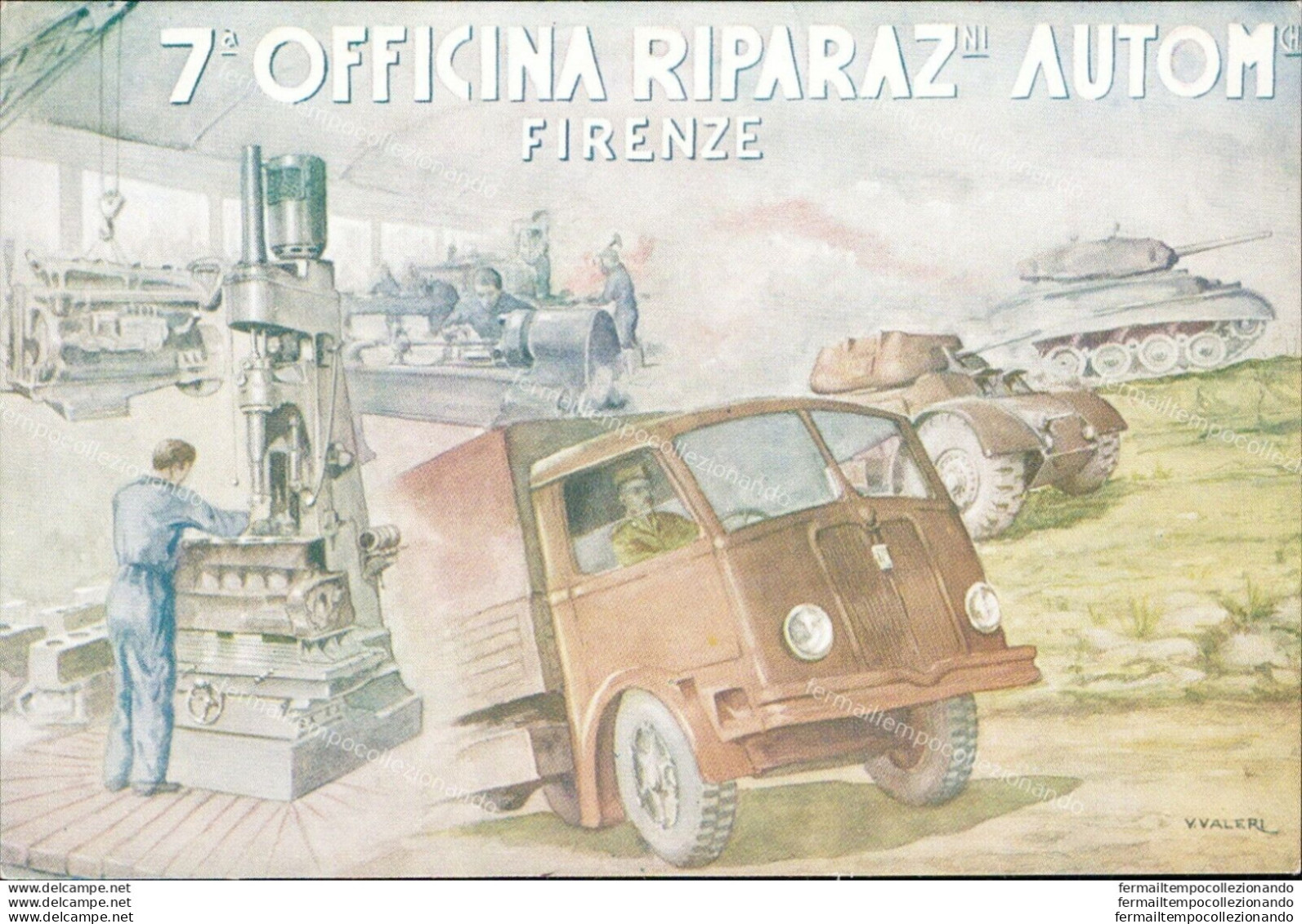 An358 Cartolina Militare Firenze 7 Officina Riparazioni - Regimenten