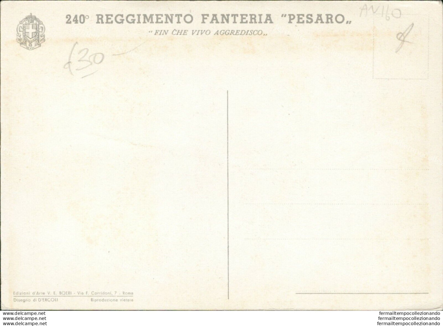 An160 Cartolina Militare 240 Reggimento Fanteria Pesaro - Regimenten