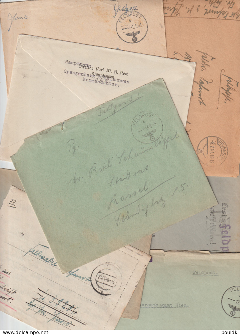 50 German Feldpost Covers From World War 2 From/to Fronts. Many Has Letters. Postal Weight 0,340 Kg. Please Rea - Militares