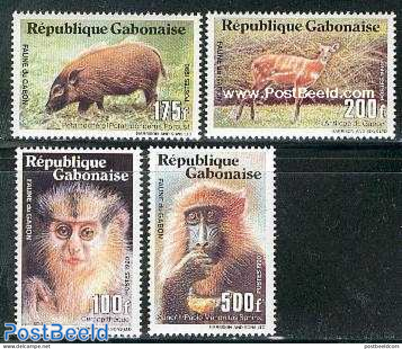 Gabon 1990 Animals 4v, Mint NH, Nature - Animals (others & Mixed) - Monkeys - Unused Stamps