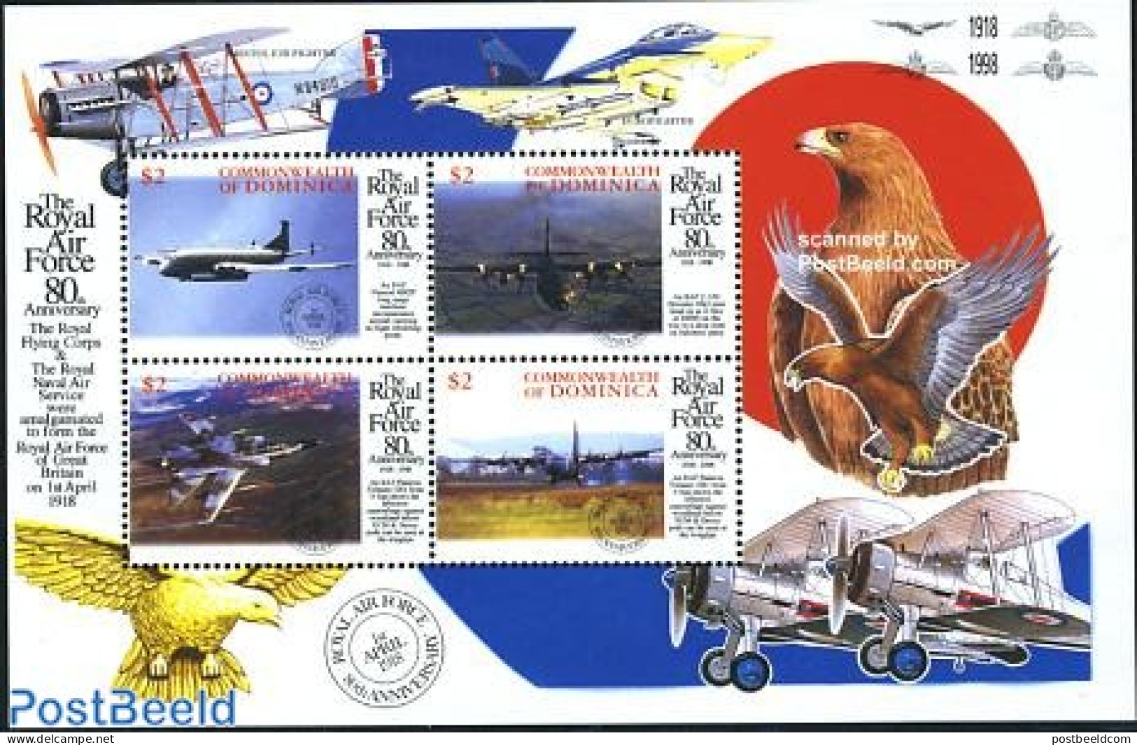 Dominica 1998 Royal Air Force 4v M/s, Mint NH, Transport - Aircraft & Aviation - Aviones