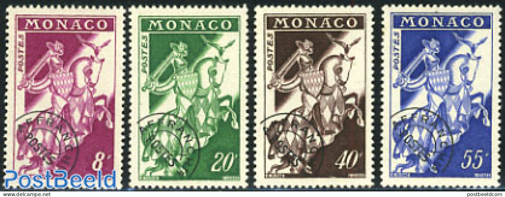 Monaco 1959 Precancels 4v, Mint NH, History - Nature - Knights - Horses - Ongebruikt