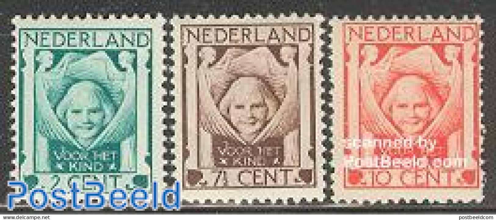 Netherlands 1924 Child Welfare 3v, Unused (hinged), Religion - Angels - Unused Stamps