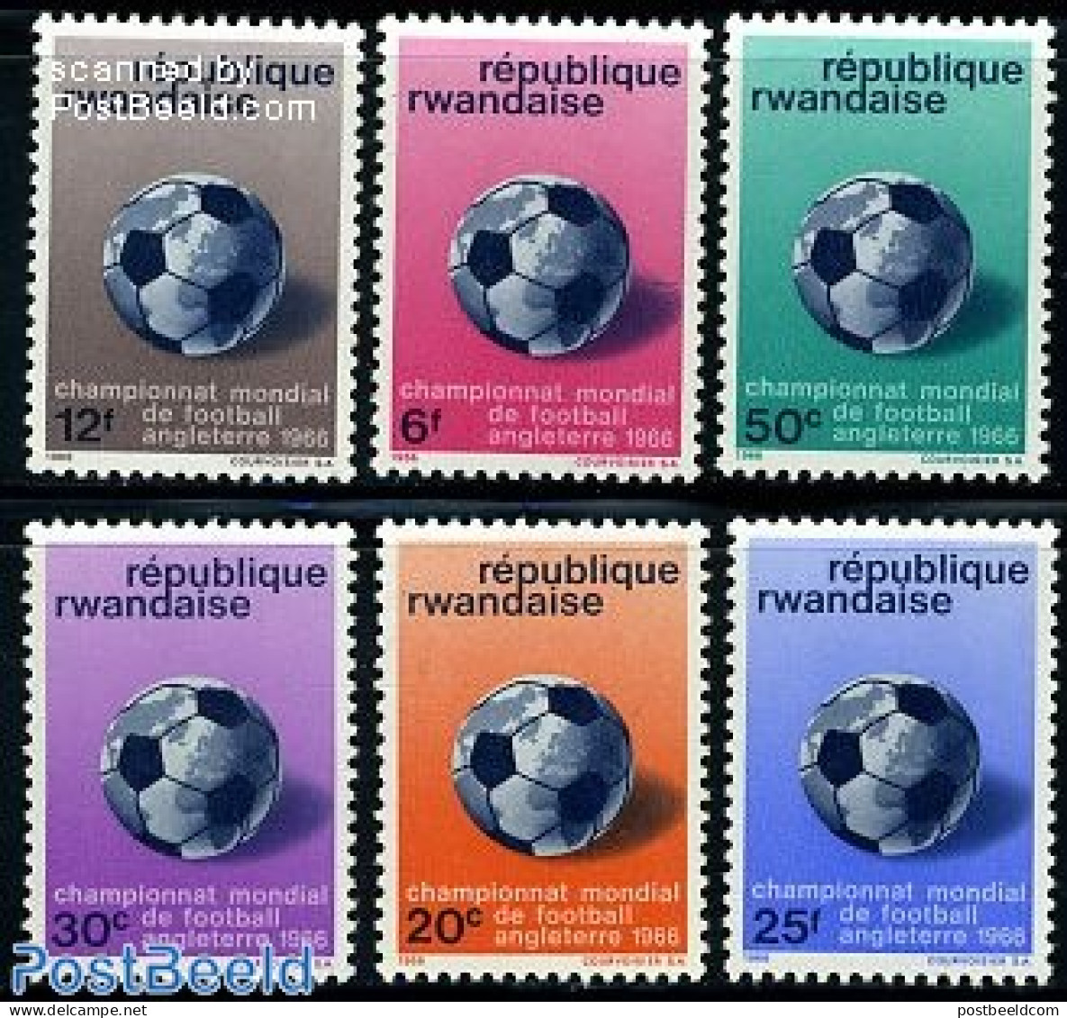 Rwanda 1966 World Cup Football 6v, Mint NH, Sport - Football - Sonstige & Ohne Zuordnung