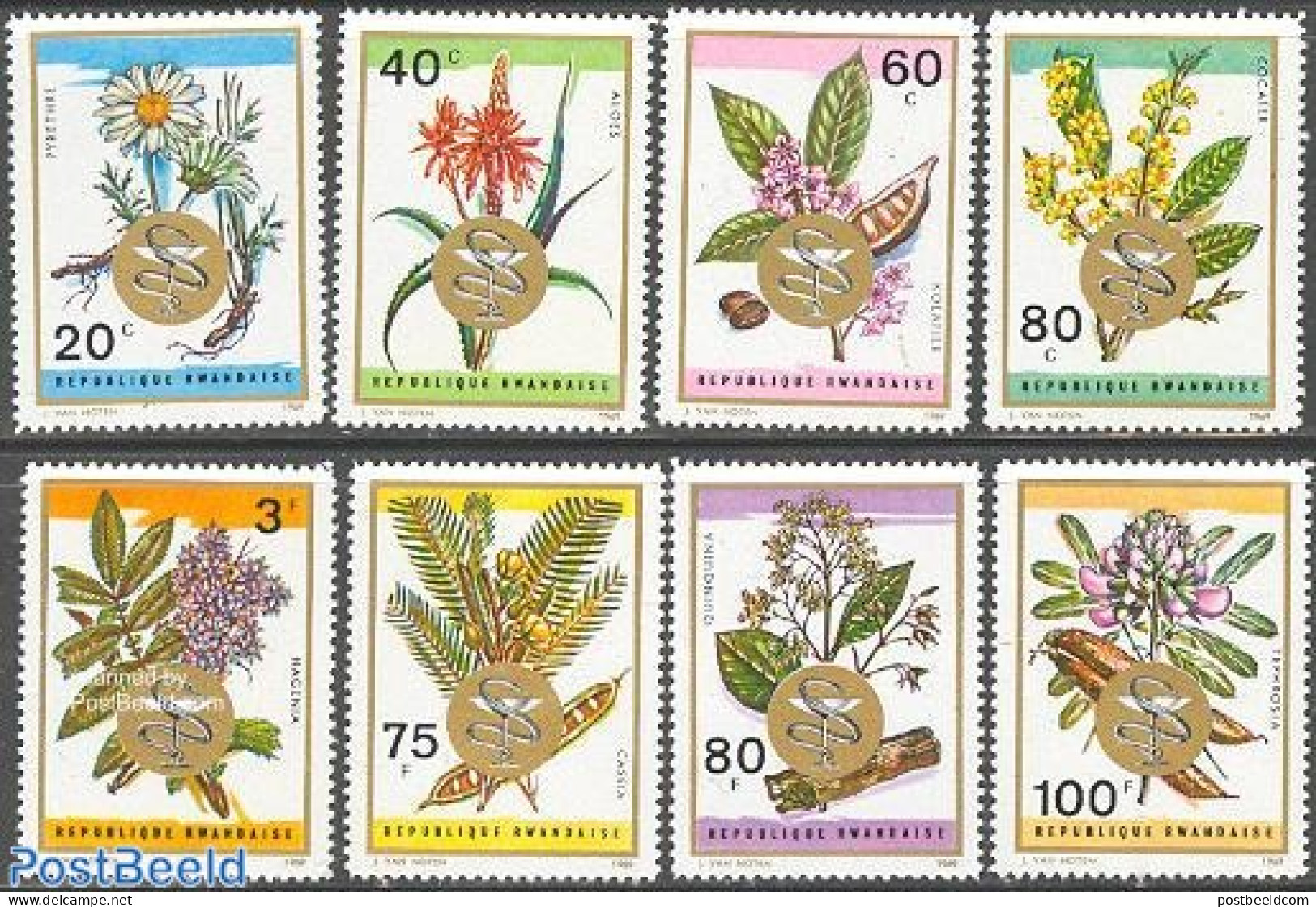 Rwanda 1969 Medical Plants 8v, Mint NH, Health - Nature - Health - Flowers & Plants - Altri & Non Classificati