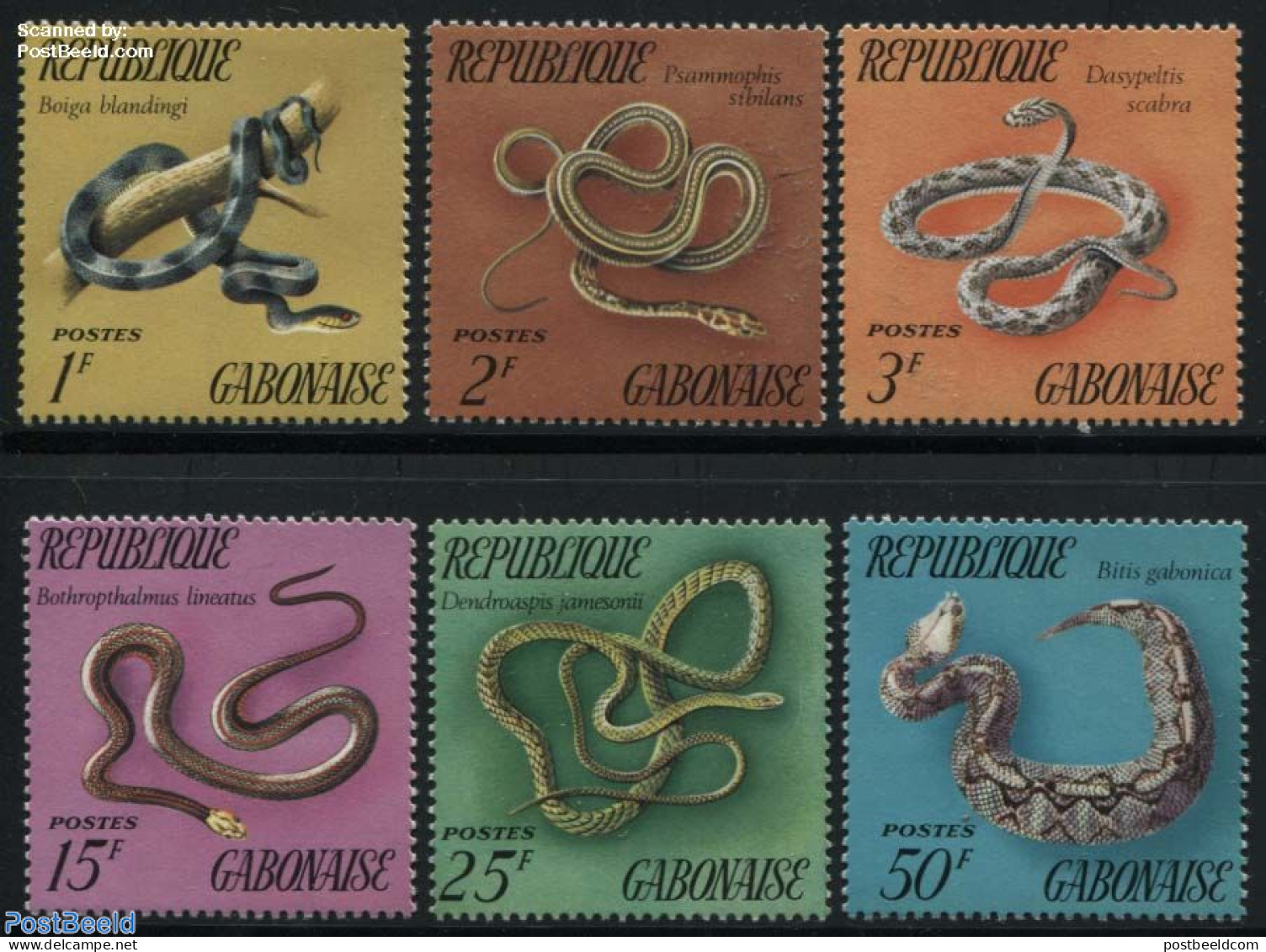 Gabon 1972 Reptiles 6v, Mint NH, Nature - Reptiles - Snakes - Nuevos