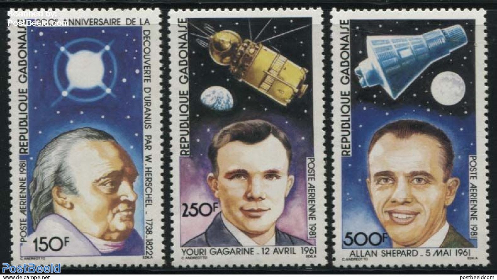 Gabon 1981 Space History 3v, Mint NH, Science - Transport - Astronomy - Space Exploration - Nuevos