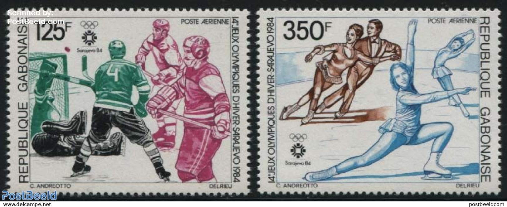 Gabon 1984 Olympic Winter Games Sarajevo 2v, Mint NH, Sport - Ice Hockey - Olympic Winter Games - Skating - Ongebruikt