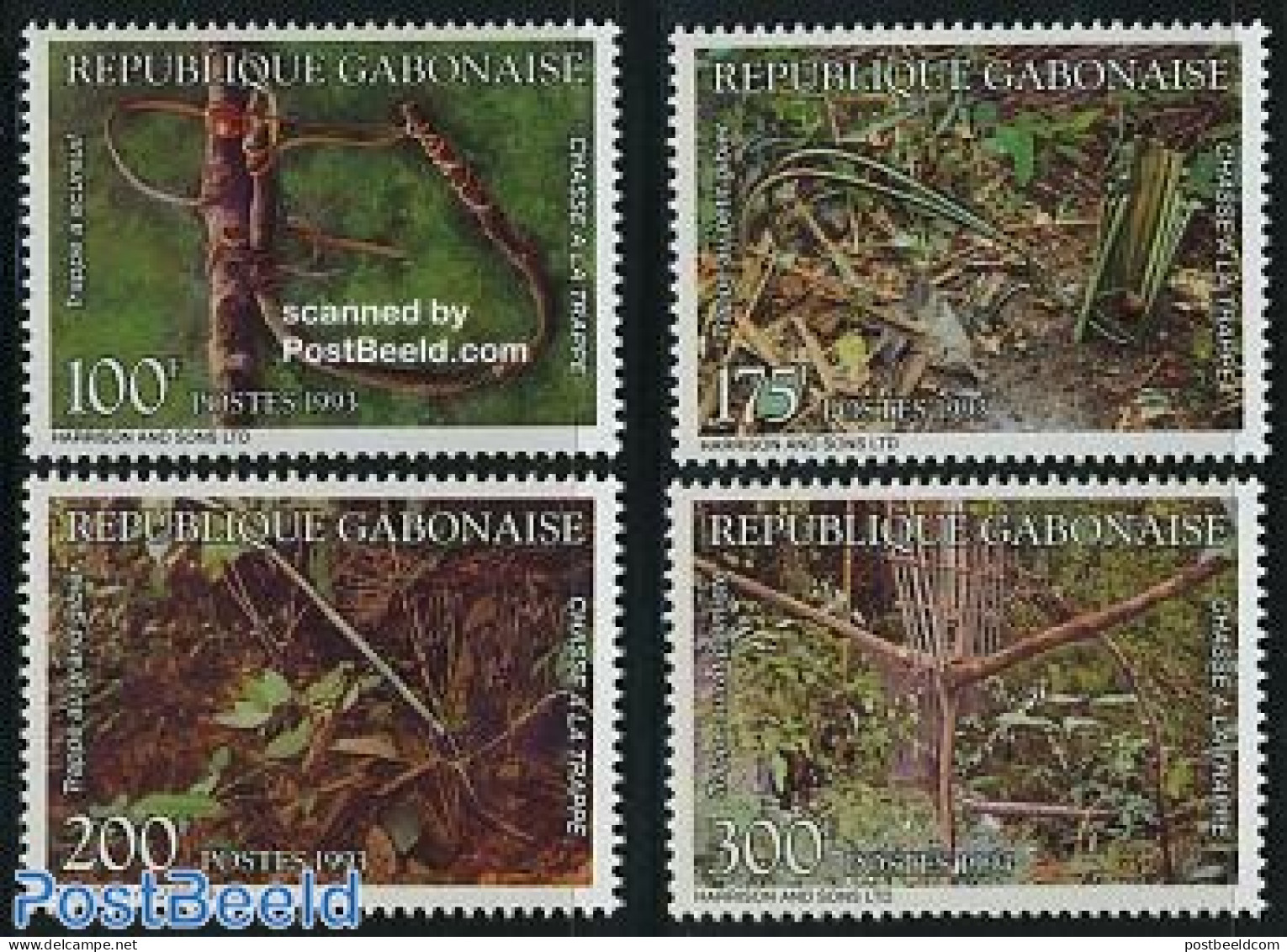 Gabon 1993 Hunting Traps 4v, Mint NH, Nature - Hunting - Neufs