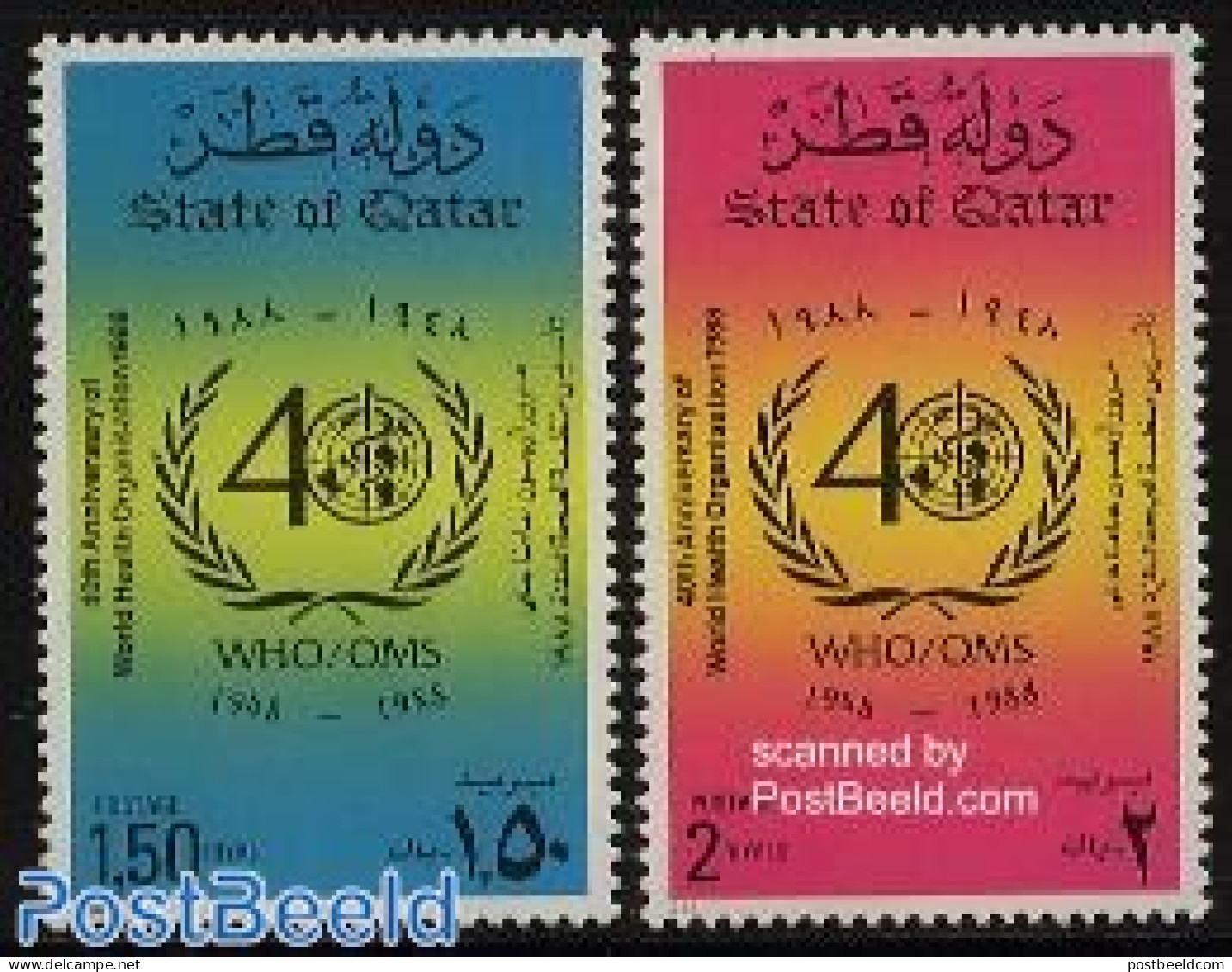 Qatar 1988 WHO 2v, Mint NH, Health - Health - Qatar