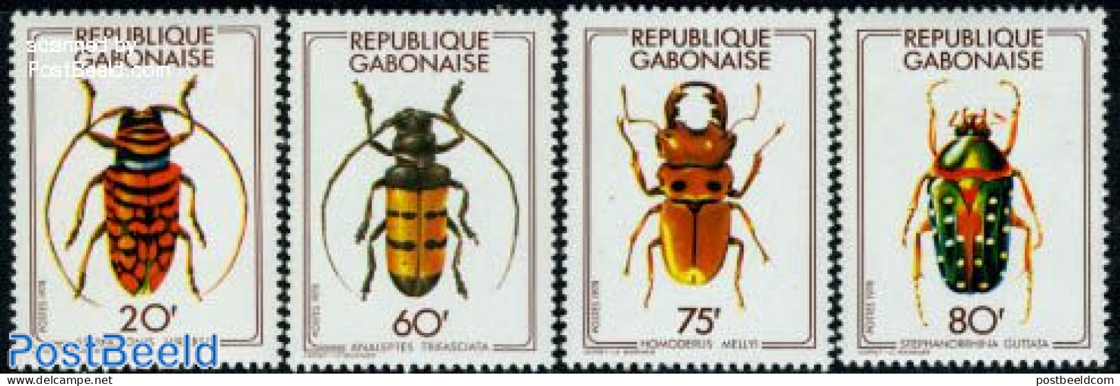 Gabon 1978 Beetles 4v, Mint NH, Nature - Insects - Unused Stamps