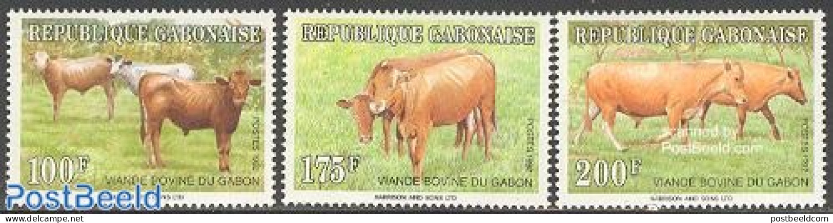 Gabon 1992 Rinders 3v, Mint NH, Nature - Animals (others & Mixed) - Cattle - Nuevos