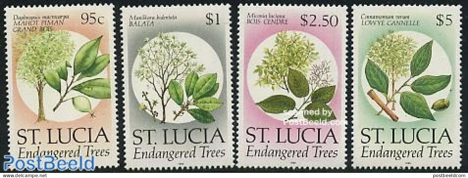 Saint Lucia 1990 Trees 4v, Mint NH, Nature - Trees & Forests - Rotary, Lions Club