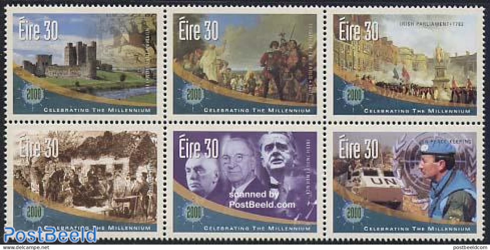 Ireland 2000 Millennium, Events 6v [++], Mint NH, History - History - United Nations - Art - Castles & Fortifications - Nuovi