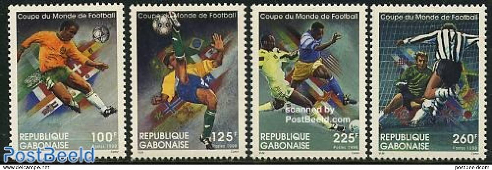 Gabon 1998 World Cup Football 4v, Mint NH, Sport - Football - Unused Stamps