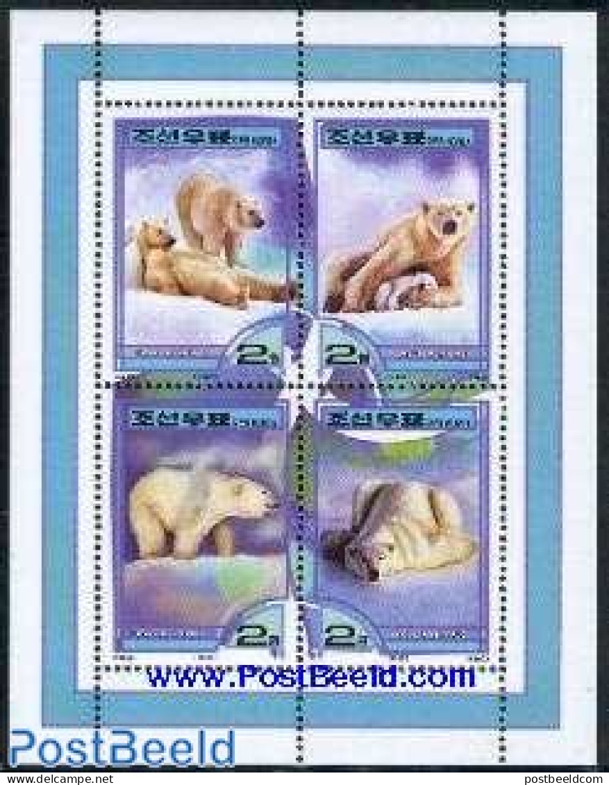 Korea, North 2000 Polar Bears 4v M/s, Mint NH, Nature - Animals (others & Mixed) - Bears - Korea (Nord-)