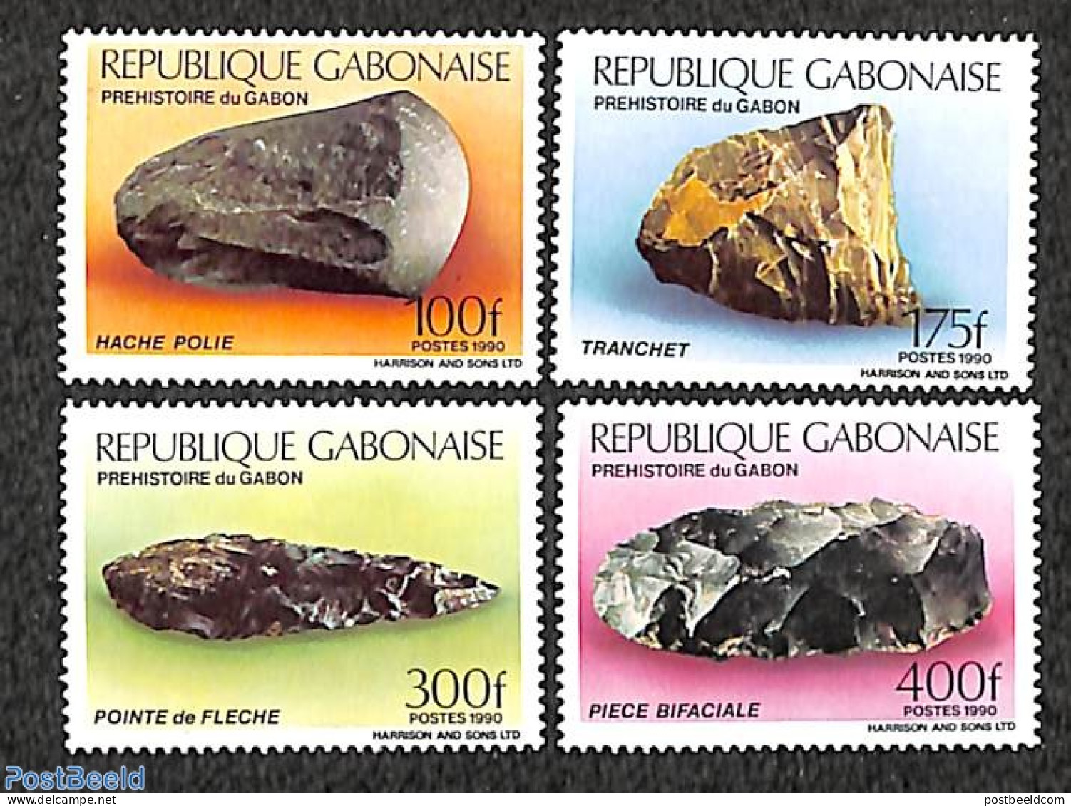 Gabon 1990 Prehistoric Artifacts 4v, Mint NH, History - Archaeology - Geology - Neufs