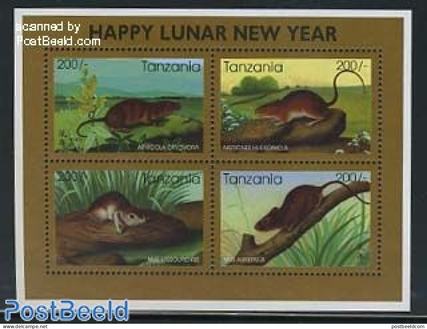 Tanzania 1996 Year Of The Rat 4v M/s, Mint NH, Nature - Various - Animals (others & Mixed) - New Year - Anno Nuovo