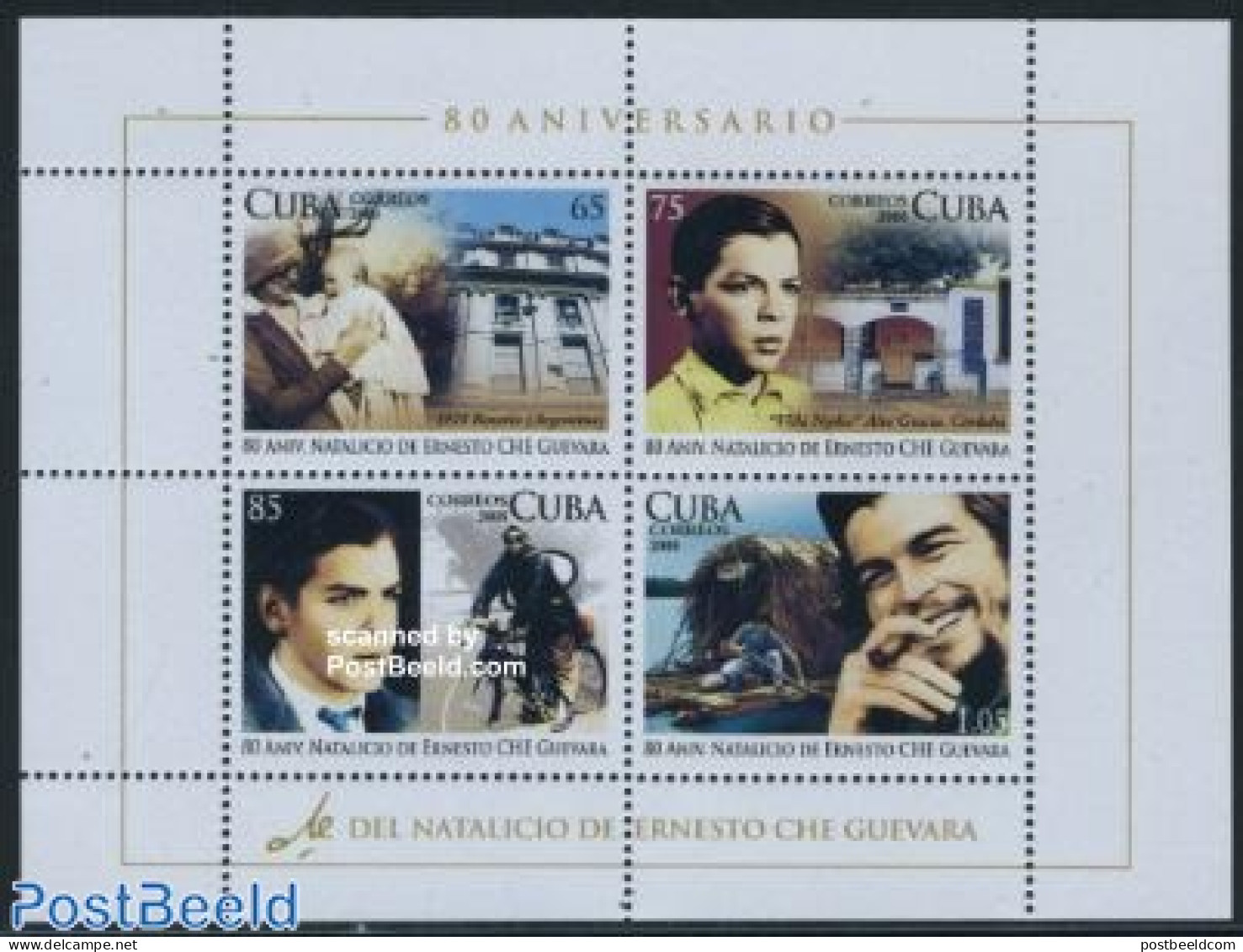Cuba 2008 80 Years Che Guevara 4v M/s, Mint NH, Sport - Transport - Cycling - Motorcycles - Ships And Boats - Nuovi
