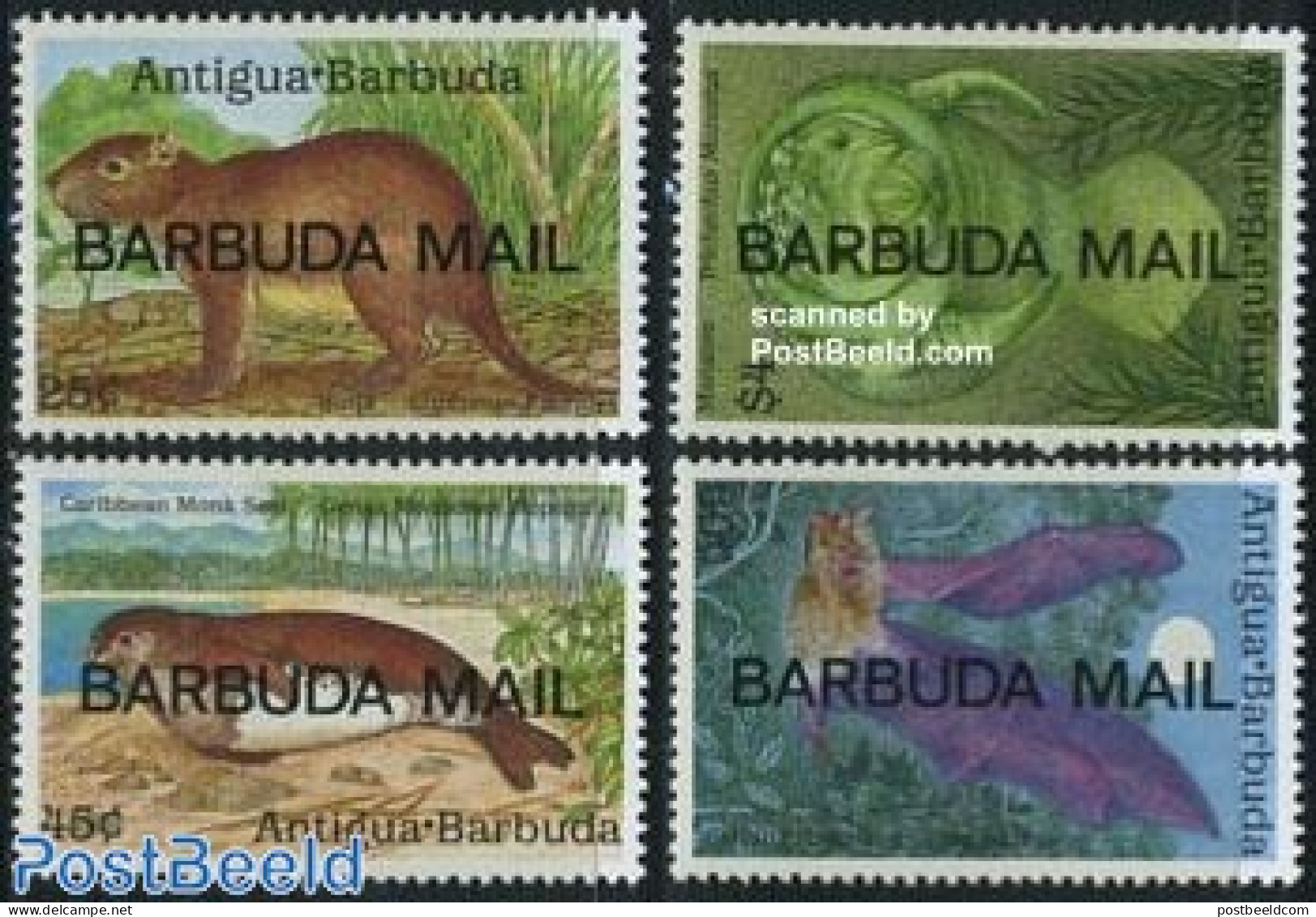 Barbuda 1990 Animals 4v, Mint NH, Nature - Animals (others & Mixed) - Bats - Sea Mammals - Barbuda (...-1981)