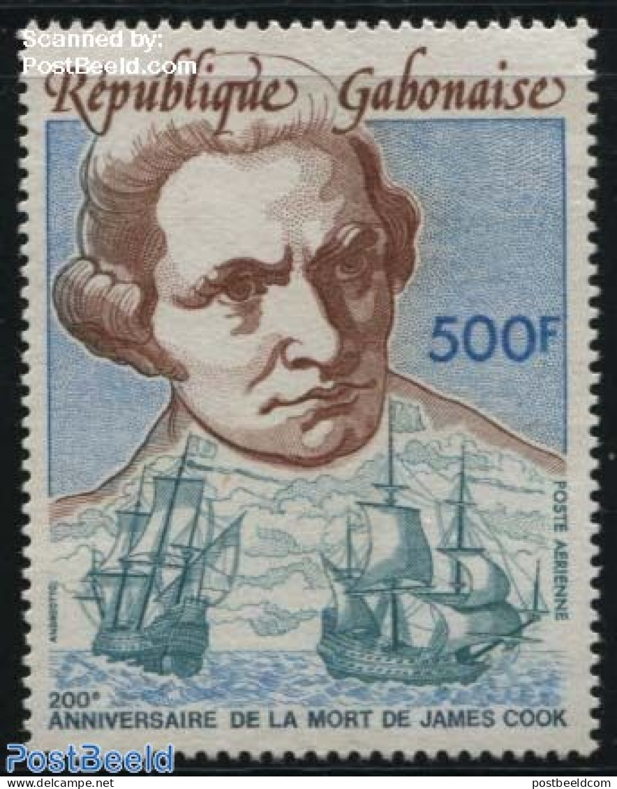 Gabon 1979 Death Of James Cook 1v, Mint NH, History - Transport - Explorers - Ships And Boats - Neufs