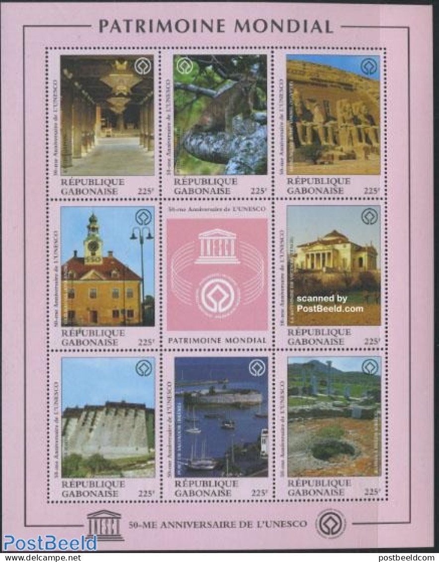 Gabon 1997 UNESCO 8v M/s, Mint NH, History - Unesco - World Heritage - Art - Architecture - Unused Stamps