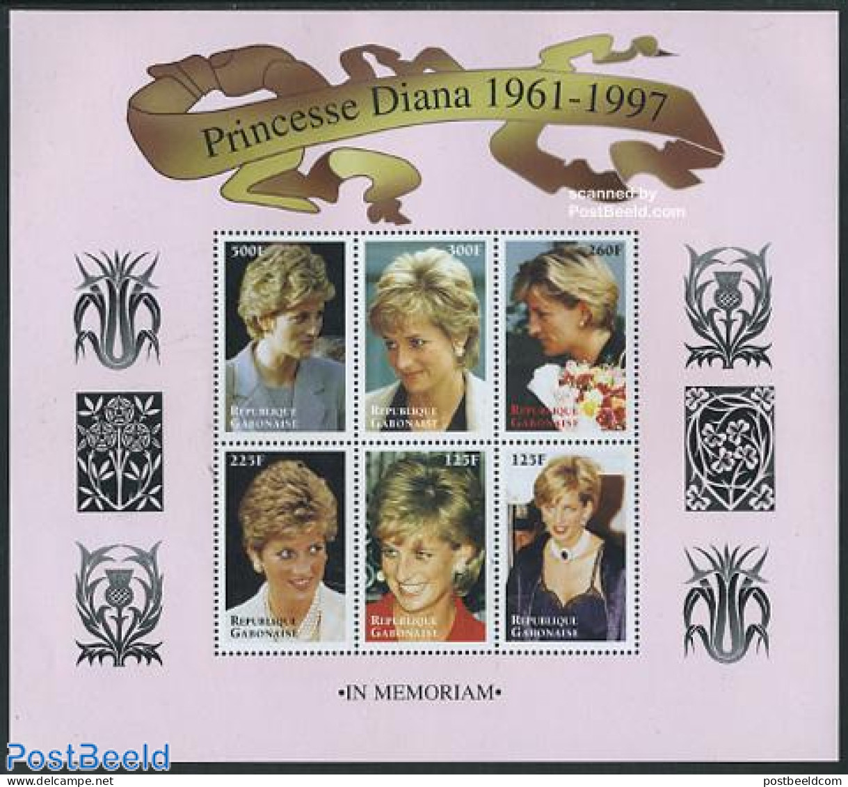 Gabon 1998 Death Of Diana 6v M/s, Mint NH, History - Charles & Diana - Kings & Queens (Royalty) - Ongebruikt