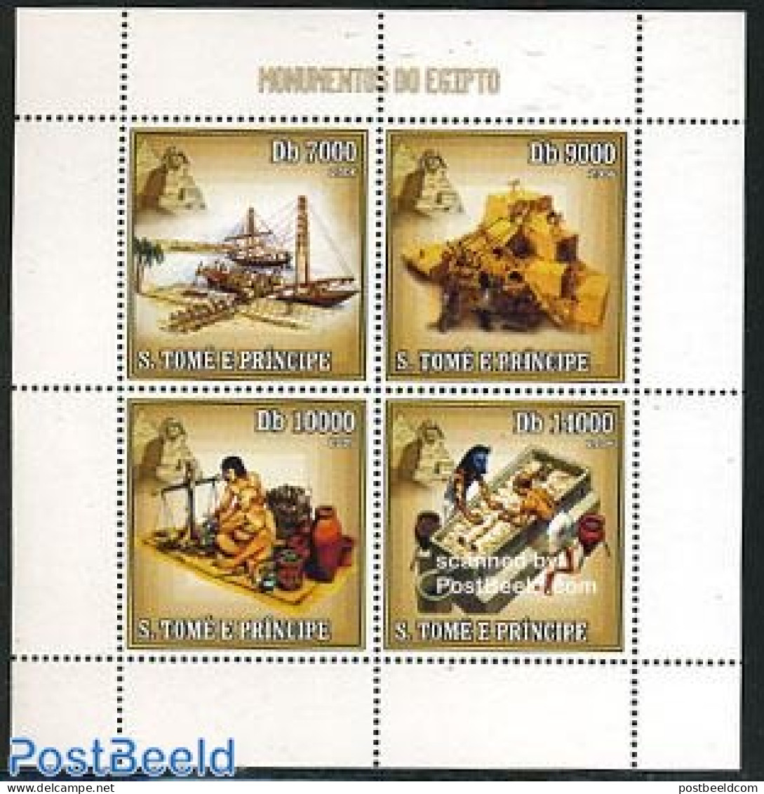 Sao Tome/Principe 2006 Egypt Monuments 4v M/s, Mint NH, History - Transport - Archaeology - Ships And Boats - Archaeology